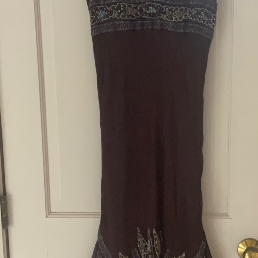 STUNNING BEADED AFTERSHOCK XL DRESS NWOT chiffon beaded few beads missing left - Picture 5 of 14